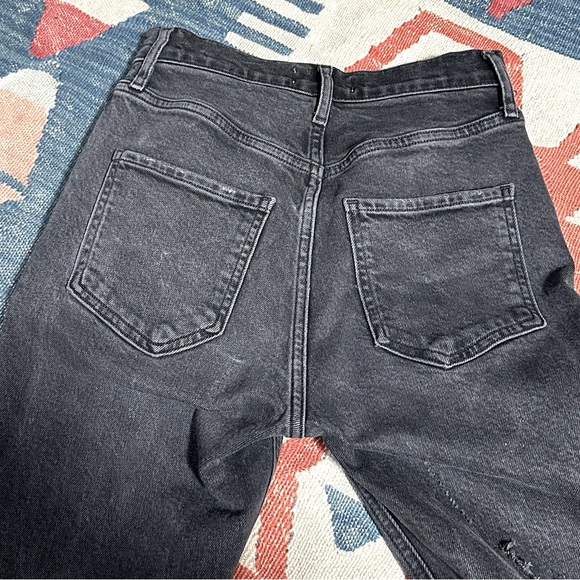 Agolde Riley High Rise Straight Crop Jeans Panoramic Black Wash Denim - Picture 12 of 14